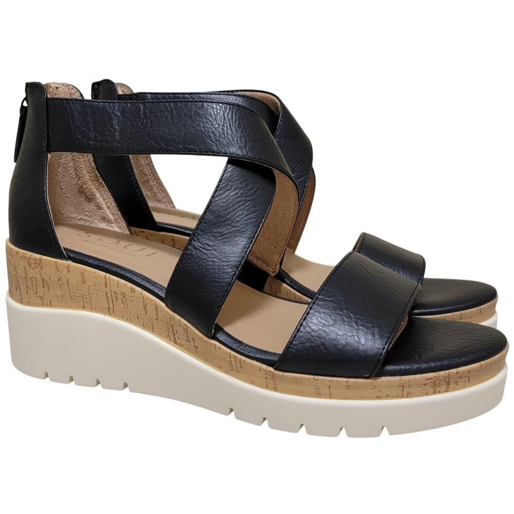 SOUL Naturalizer Women GoodTimes Cross Strap Sandals Size US 8W Black
